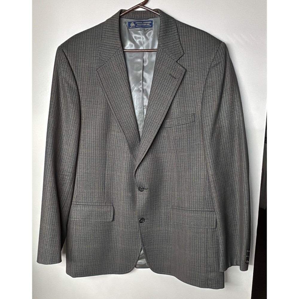 Brooks Brothers Window Pane Plaid Olive Blue Maroon/Brown? 1 Vent Wool Blazer 46